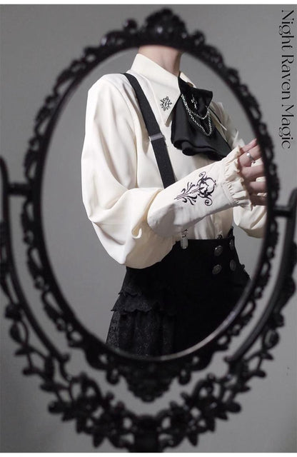 CastleToo - Night Raven Magic - Ouji Lolita Dress Set, Suspender Shorts & Cape