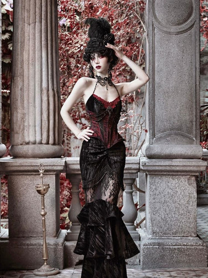 Halloween velvet slim corset & camisole【s0000003240】