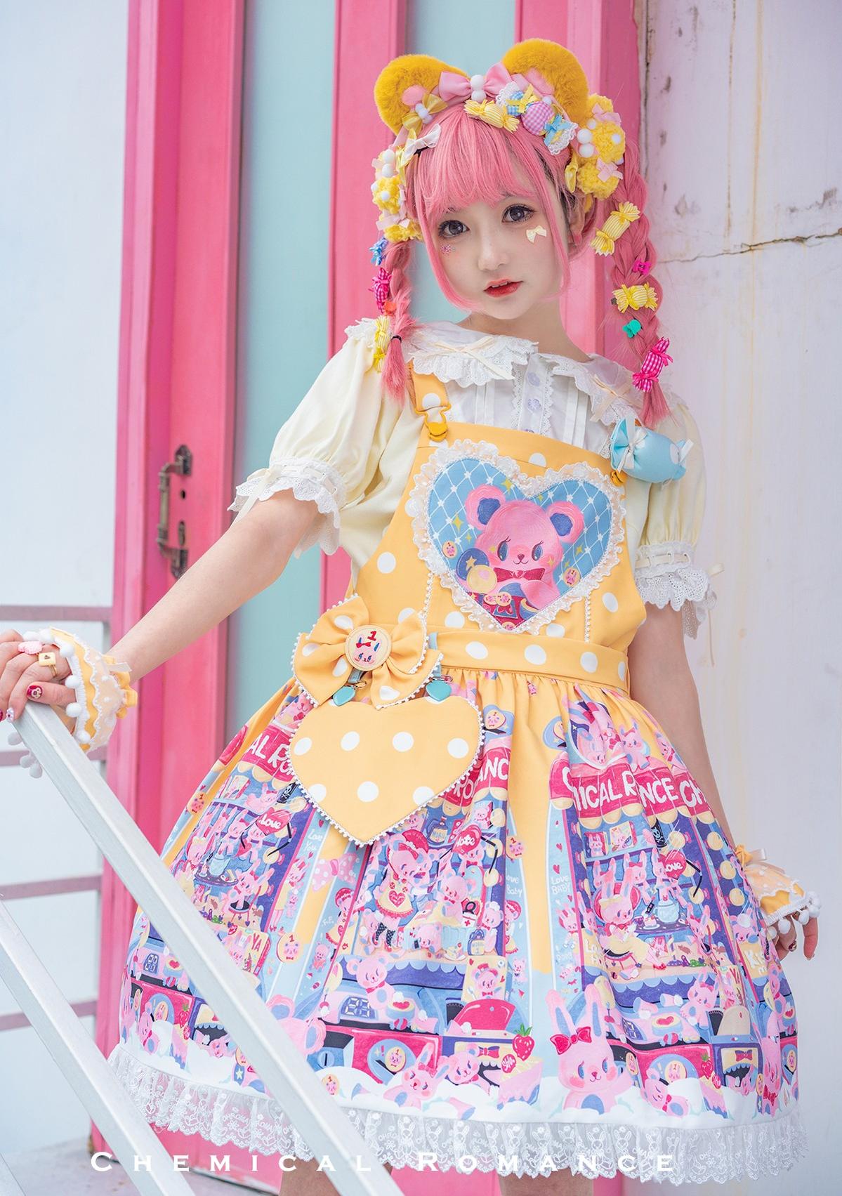 Chemical Romance - Sweetheart Doll Machine - Sweet Lolita Printed Salopette