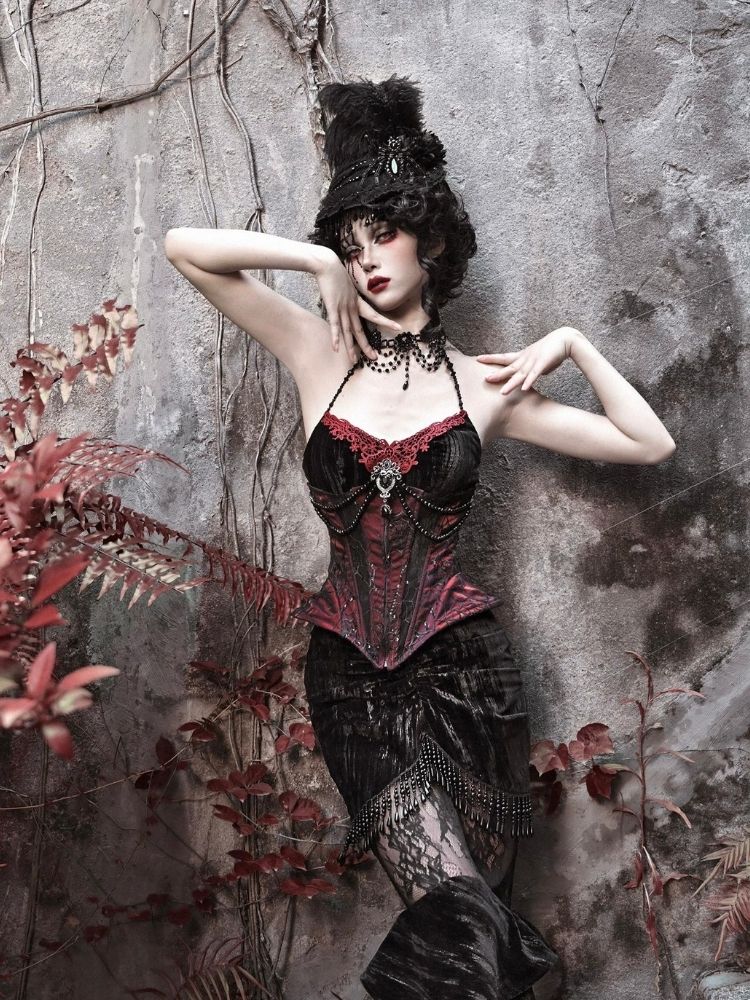 Halloween velvet slim corset & camisole【s0000003240】