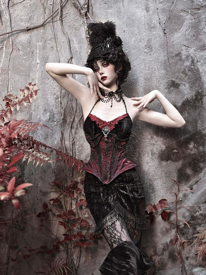 Halloween velvet slim corset & camisole【s0000003240】