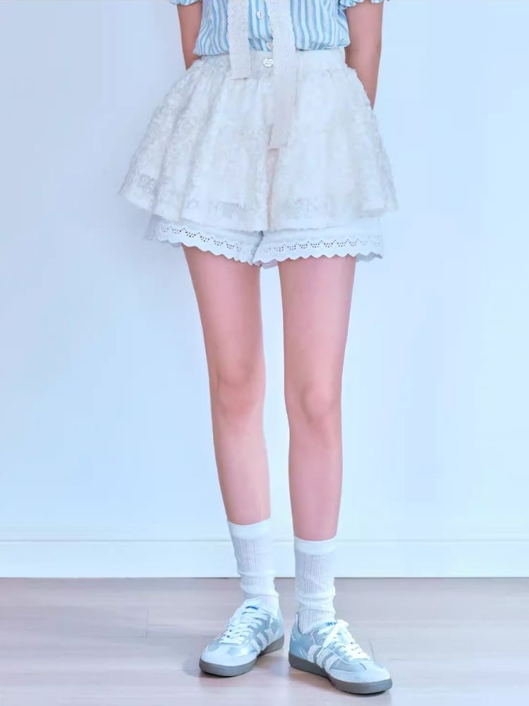 White lace skirt pants【s0000007061】