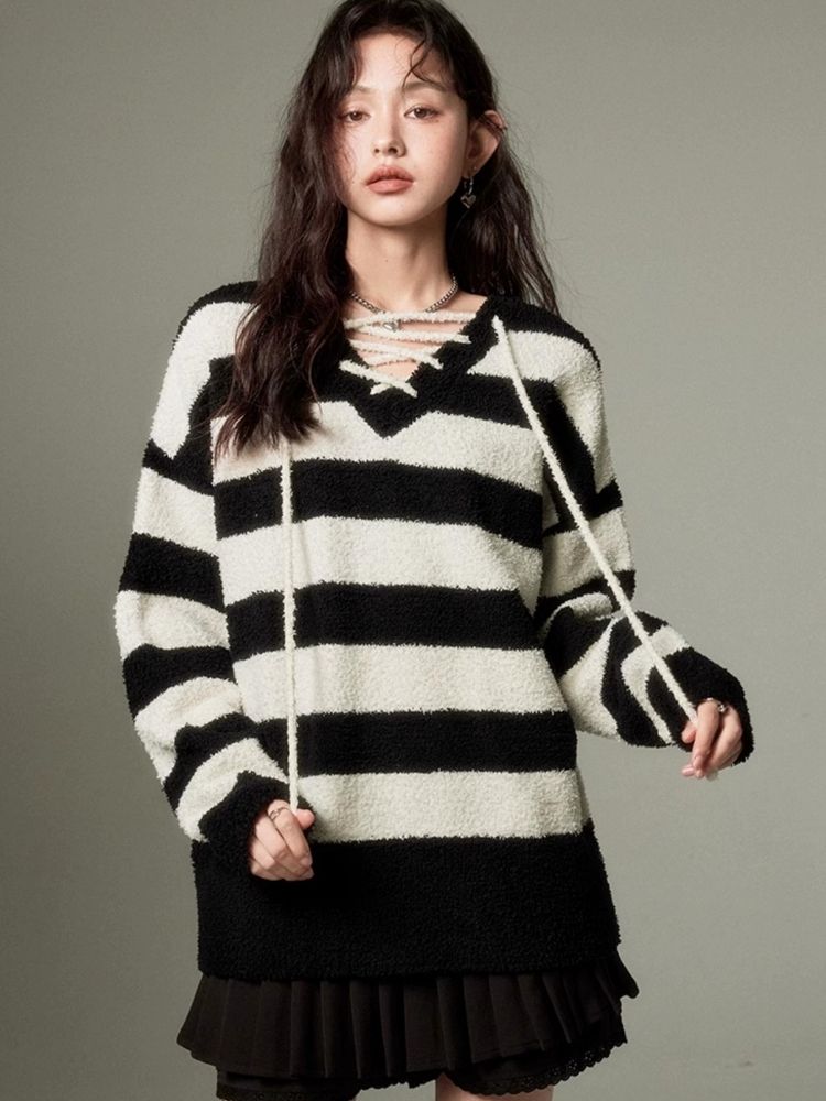 Pullover V-neck long-sleeved knitted【s0000003285】