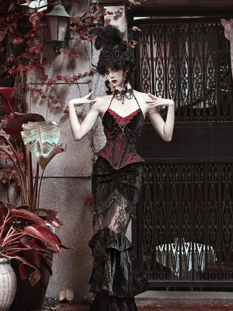 Halloween velvet slim corset & camisole【s0000003240】