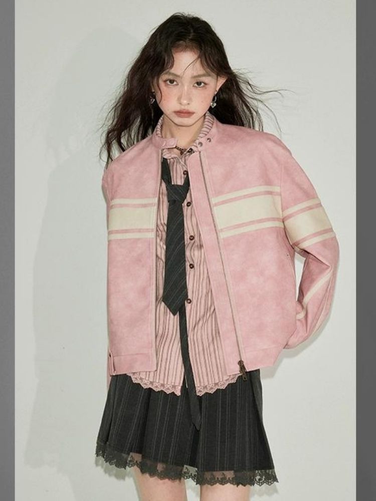 Pink Leather Jacket【s0000003286】