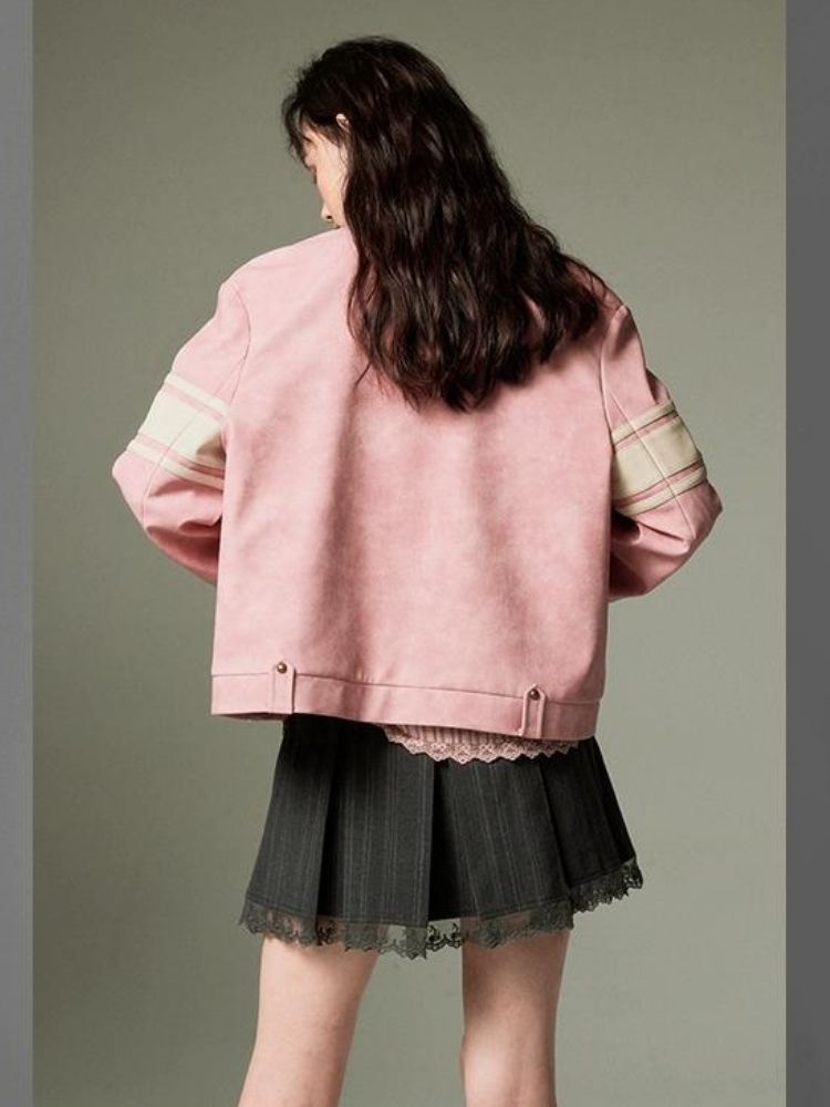 Pink Leather Jacket【s0000003286】