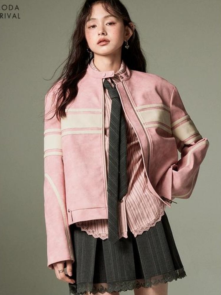 Pink Leather Jacket【s0000003286】