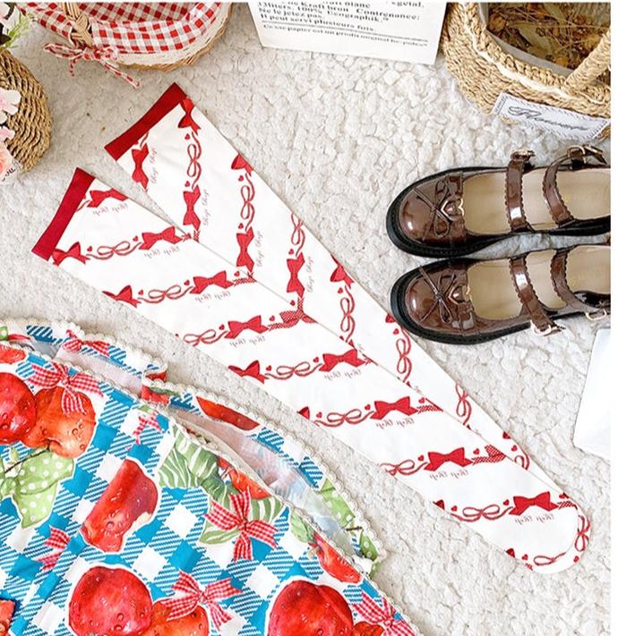 Roji roji - Sweet Bow Lolita Knee Stockings Multicolors