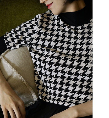 houndstooth vintage turtle knit