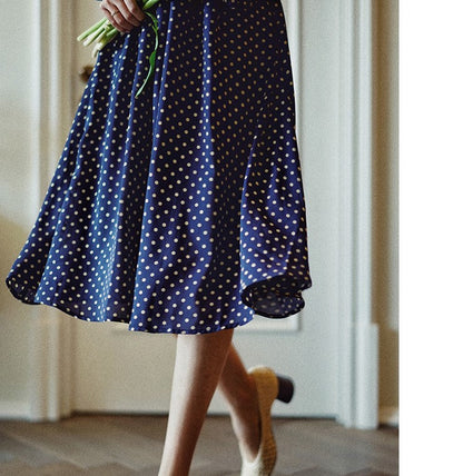 Lapis navy blue polka dot vintage dress