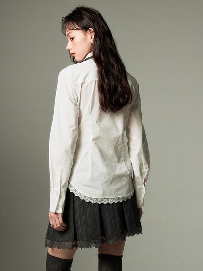 Lace Stitch Waist Slim Shirt【s0000003201】