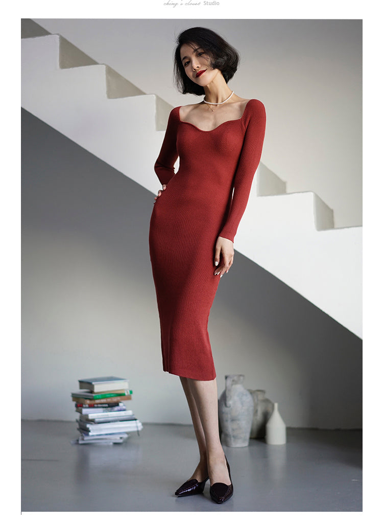 Lady's slim knit dress