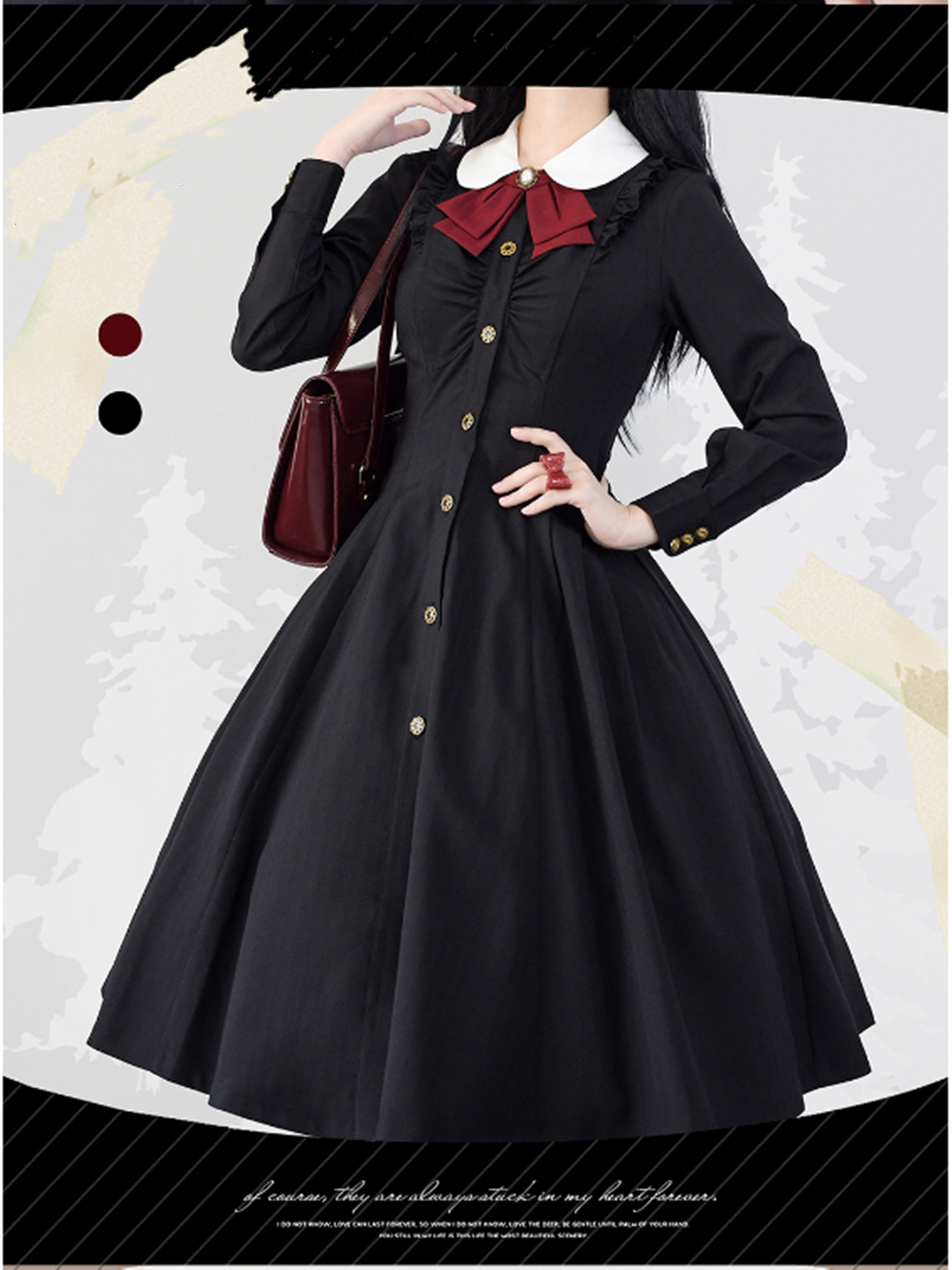 Forest Wardrobe - Winter Lolita Classic Front Open Stripe OP