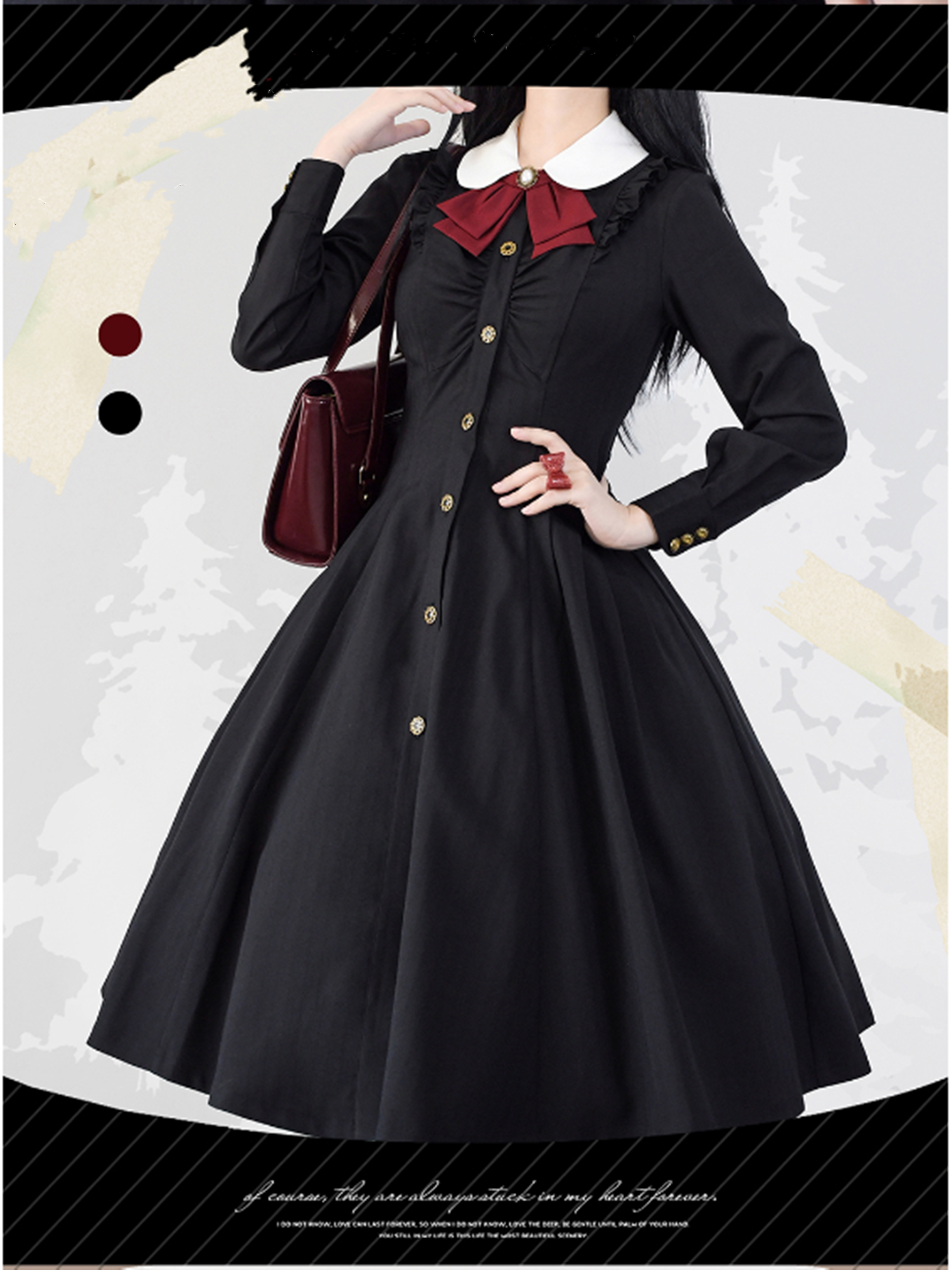 Forest Wardrobe - Winter Lolita Classic Front Open Stripe OP