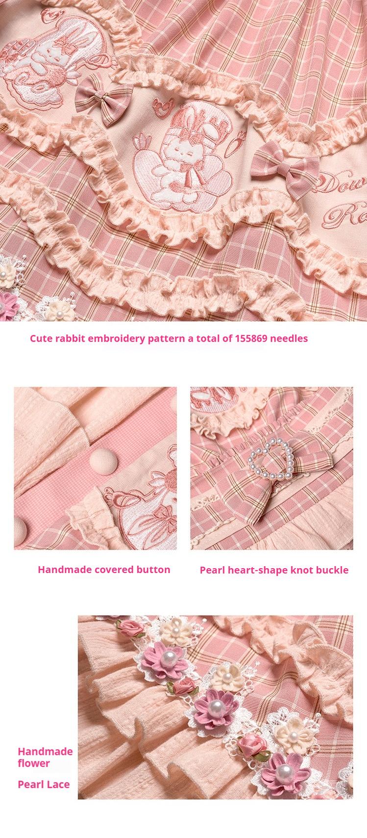 Youpairui - Helford - Sweet Coordinated Lolita Suit Pink Plaid Lolita SK Set
