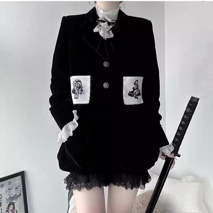 CastleToo - Erosion Heart F-Type - Ouji Lolita Suit Black Velvet Shorts and Skirt
