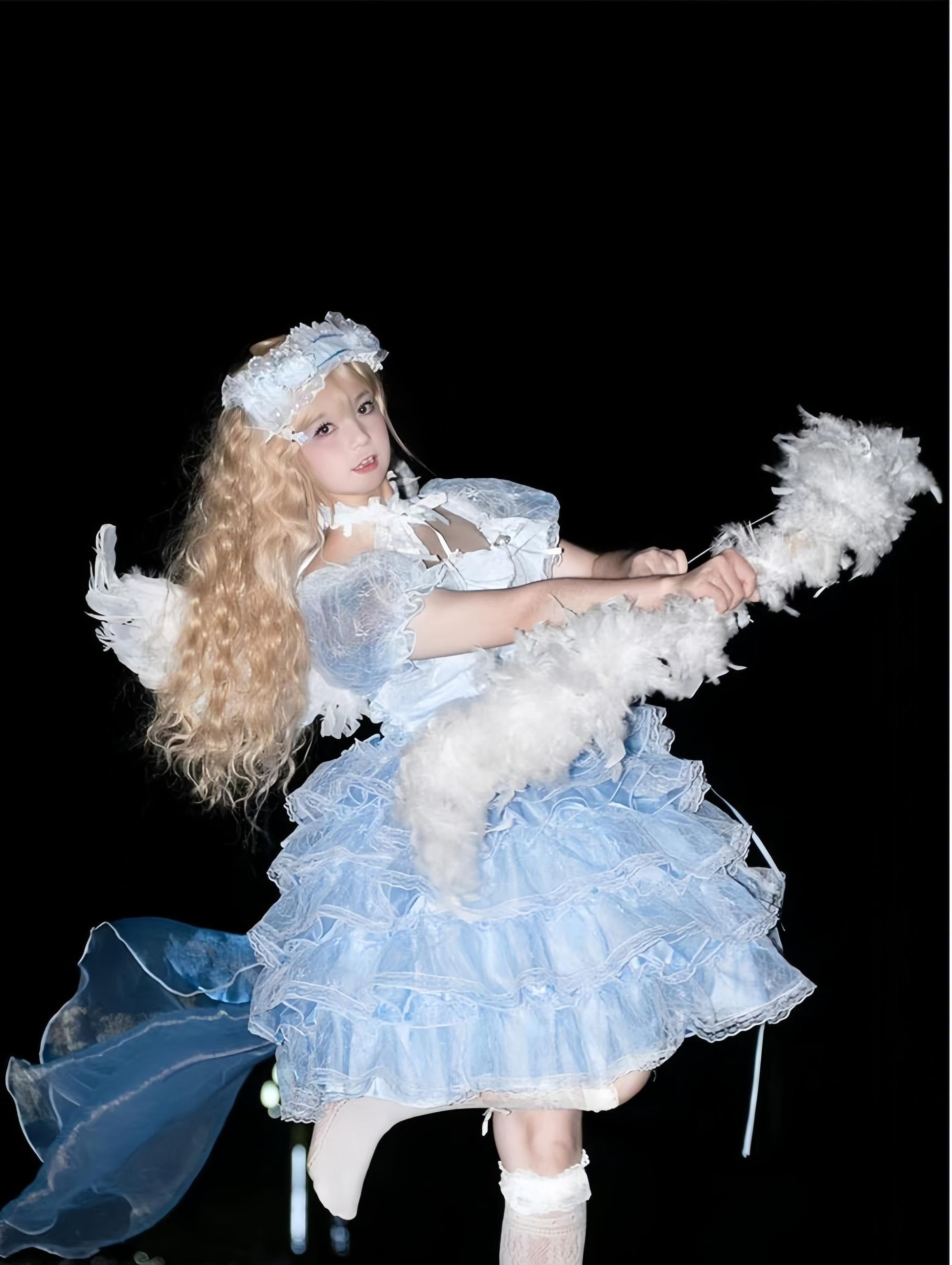 Daydream Whisper - Shisan District - Wedding Lolita OP Suit with Angel Demon Wings