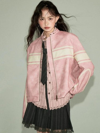 Pink Leather Jacket【s0000003286】