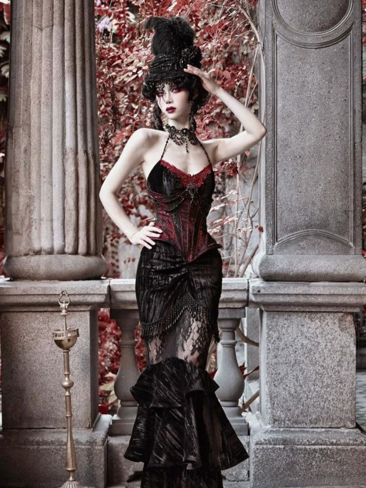 Halloween velvet slim corset & camisole【s0000003240】