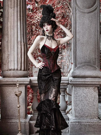 Halloween velvet slim corset & camisole【s0000003240】