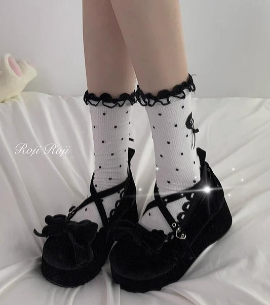 Roji Roji - Sweet Lolita Socks Cute Lolita Short Socks With Polka Dot
