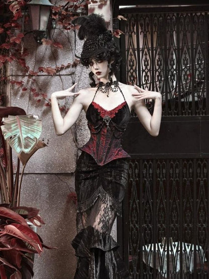 Halloween velvet slim corset & camisole【s0000003240】