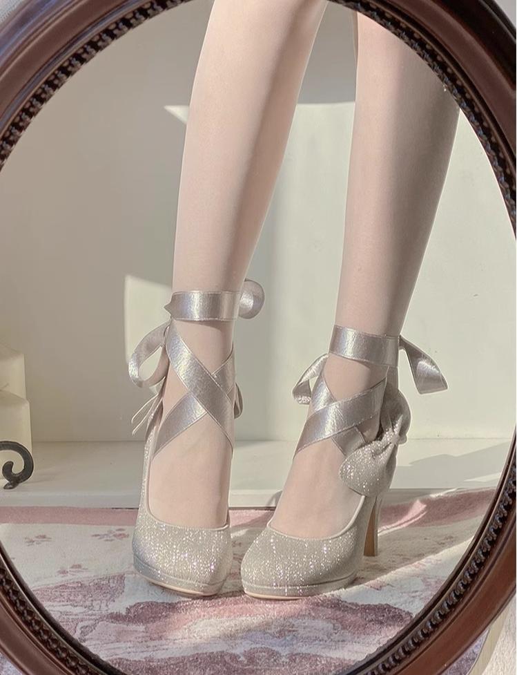 Pure Tea For Dream - Butterfly Specimen - Shiny Ballet Lolita Shoes Sweet Lolita Platform Heels