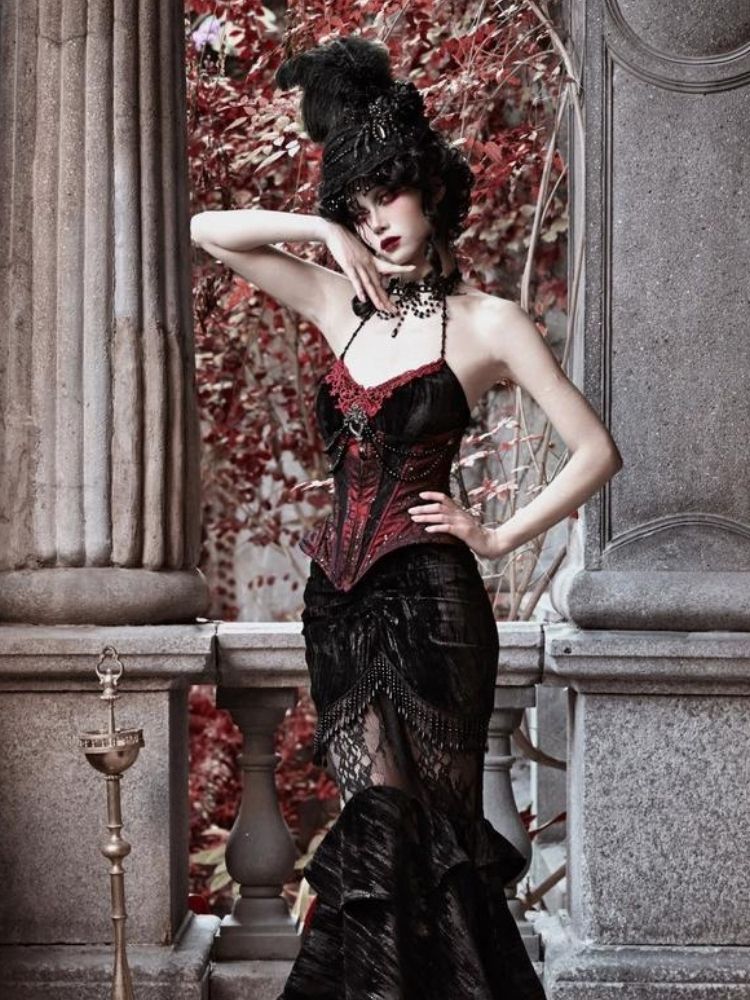 Halloween velvet slim corset & camisole【s0000003240】