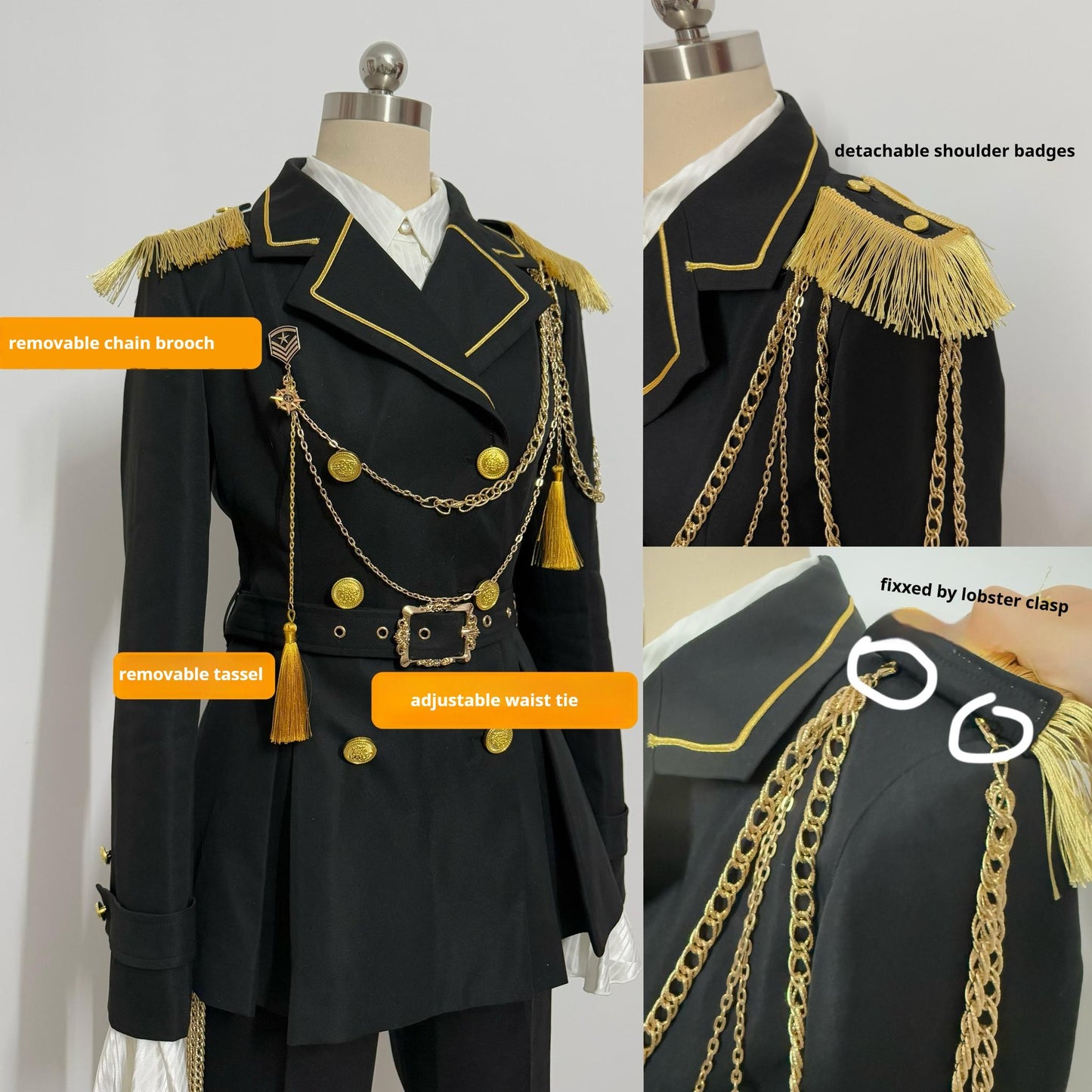 Gazing Galactic - Dawnbreak - Ouji Lolita Pants Suit with Military Coat and Cape