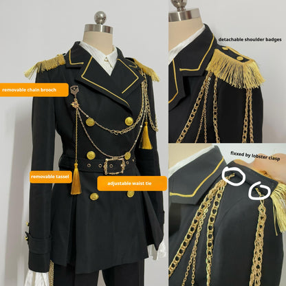 Gazing Galactic - Dawnbreak - Ouji Lolita Pants Suit with Military Coat and Cape