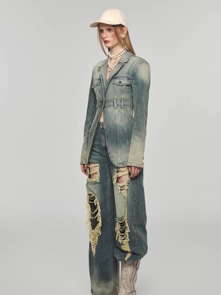 Retro american denim jacket【s0000004114】