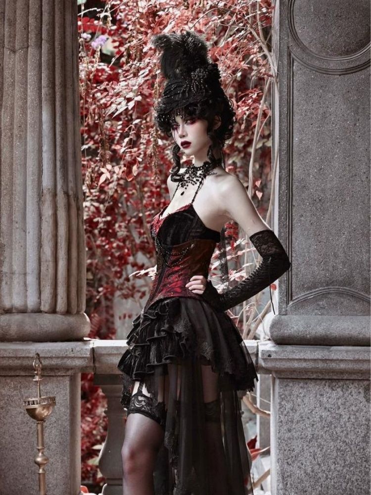 Halloween velvet slim corset & camisole【s0000003240】