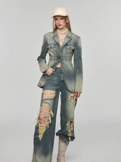 Retro american denim jacket【s0000004114】