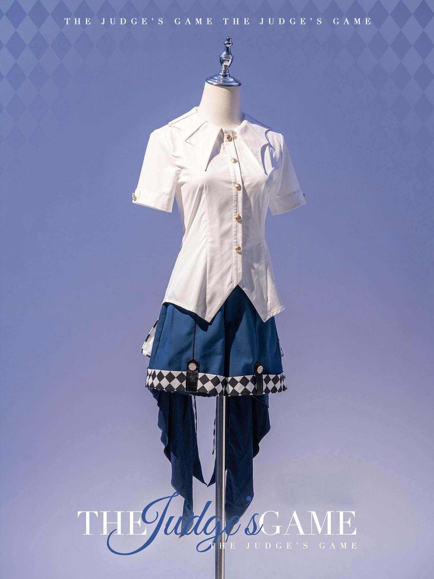 Forest Fluorescent Carps - The Judge's Game - Dark Blue Ouji Lolita Tailored Vest, Shorts Outfit