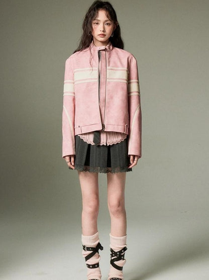 Pink Leather Jacket【s0000003286】