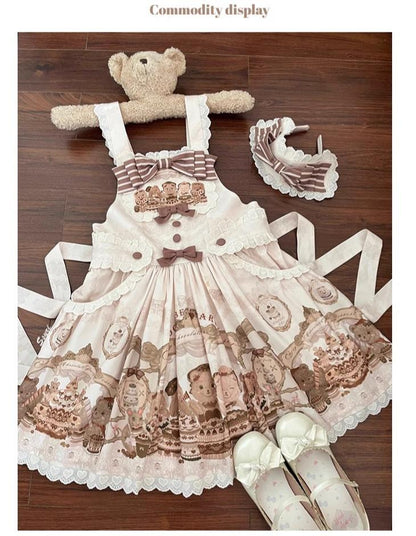 Akiyama Future Studio - Cute Lolita Salopette Dress Bear Print