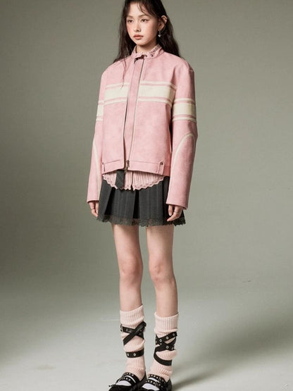 Pink Leather Jacket【s0000003286】