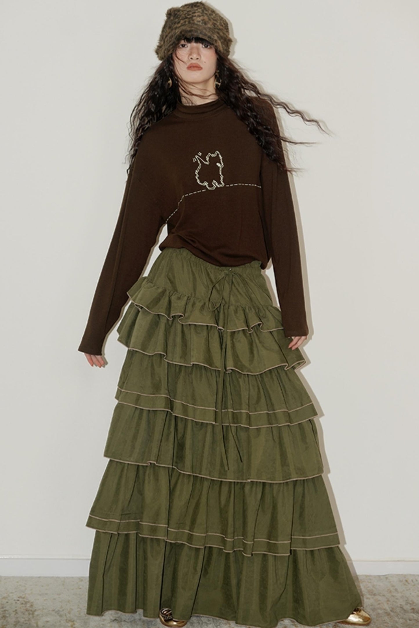 Casual Puppy Design Crewneck Top