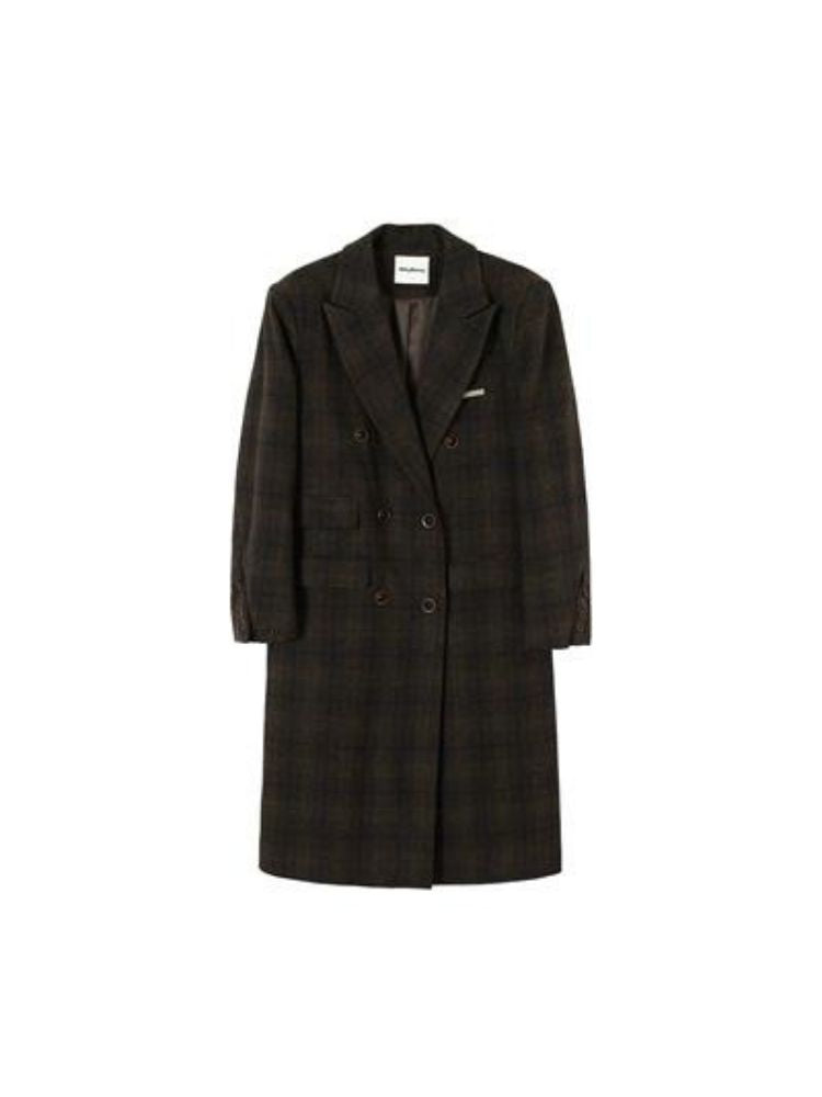 Retro Long Plaid Coat【s0000003471】