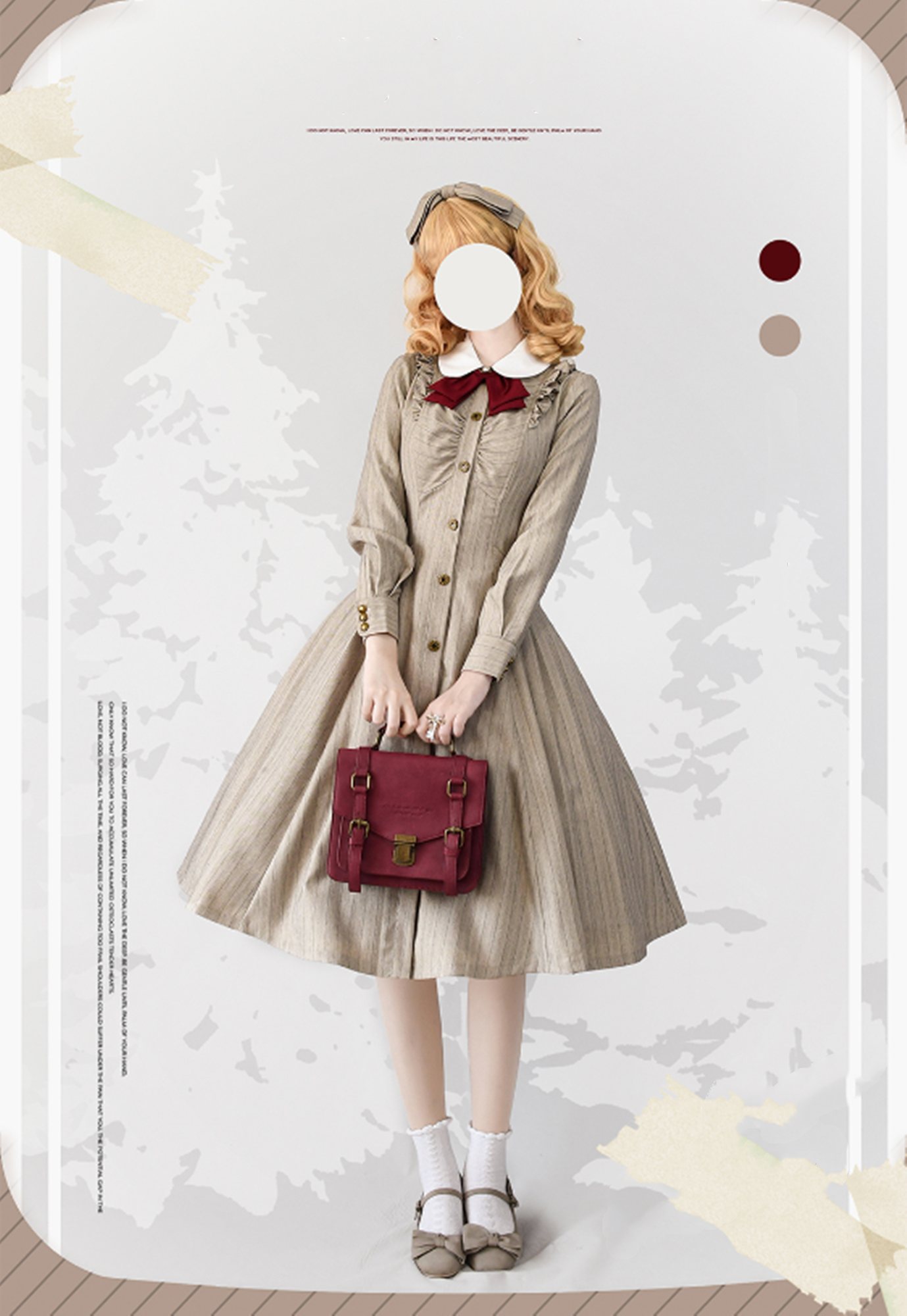 Forest Wardrobe - Winter Lolita Classic Front Open Stripe OP
