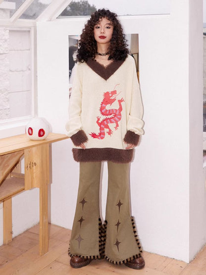 Loose Dragon Print Sweater【s0000005124】