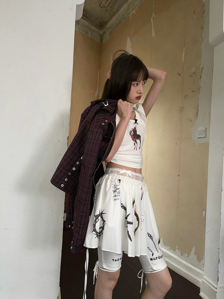 Plaid Zipper Short Jacket & Patch Pocket Long Skirt【s0000003884】