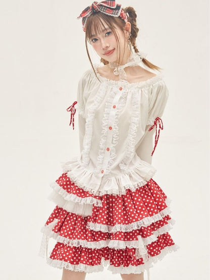 Ruffled Lace Blouse【s0000001876】