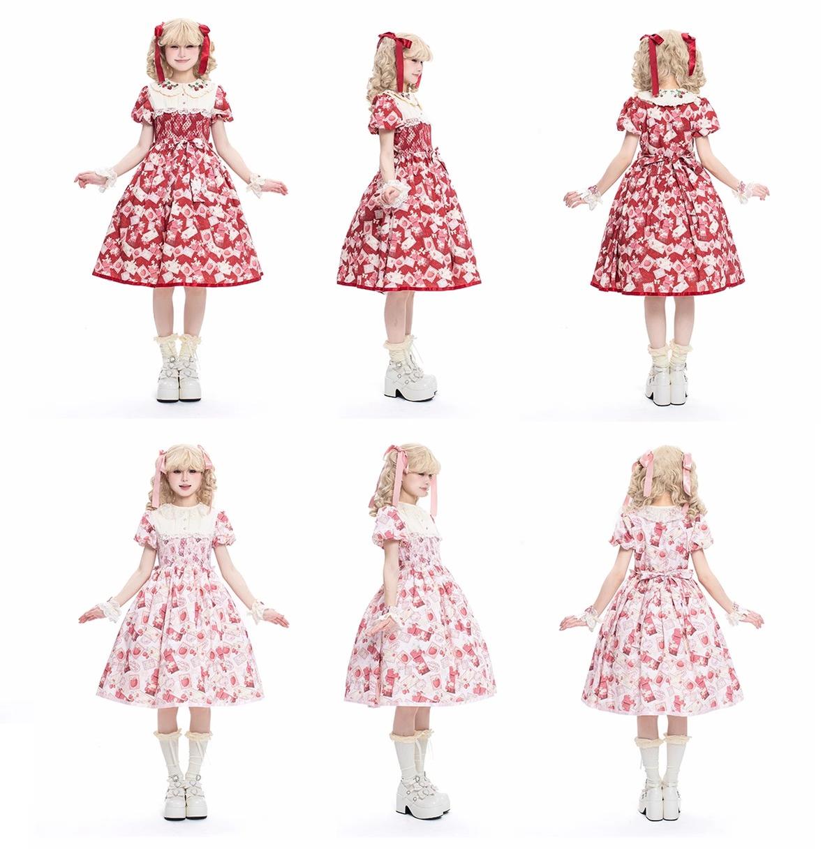 Strawberry Witch - Kawaii Lolita OP Dress, Strawberry Print