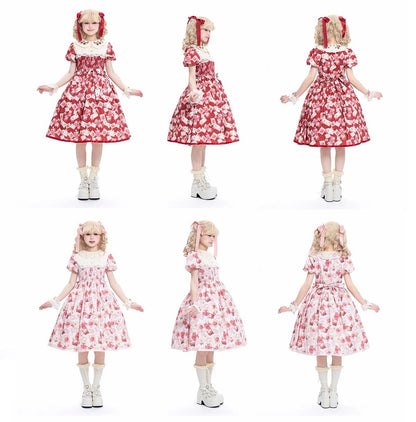 Strawberry Witch - Kawaii Lolita OP Dress, Strawberry Print