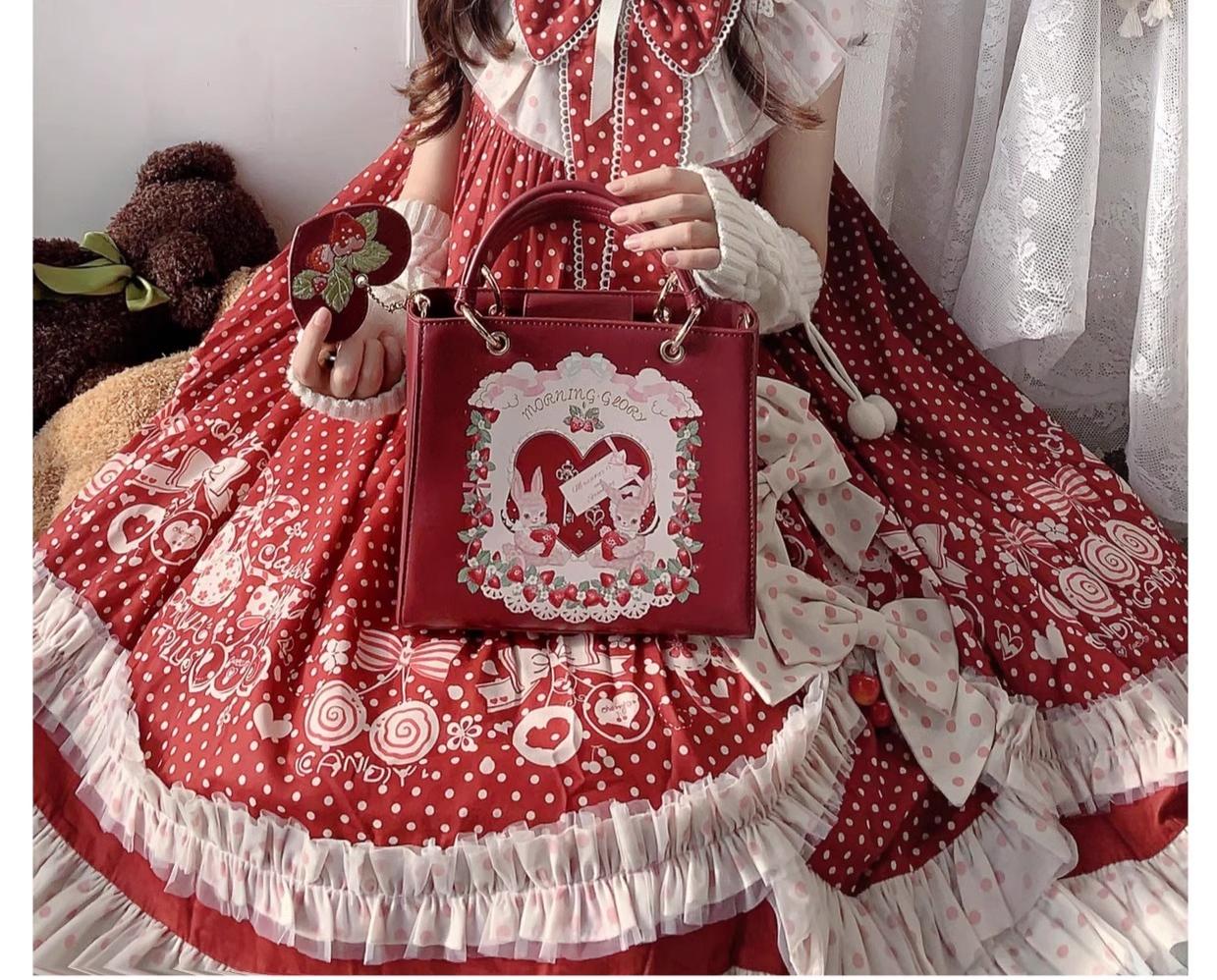 Morning Glory - Retro Lolita Handbag PU Square Wedding Bag