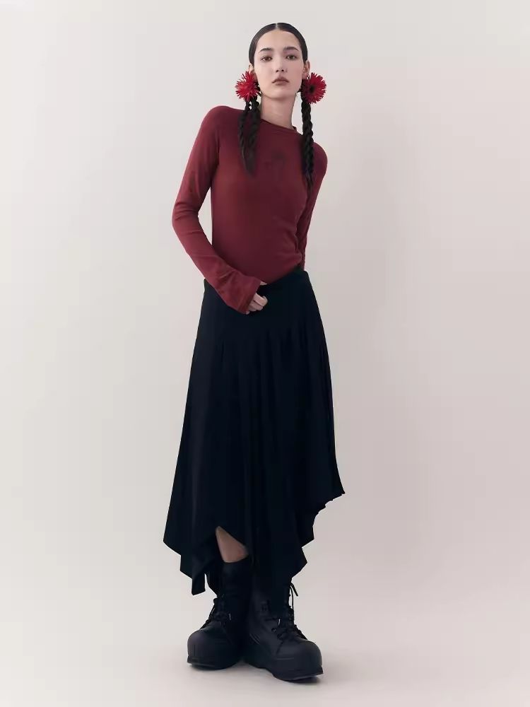 Dragon print rhinestone round neck bottom knit sweater【s0000006398】