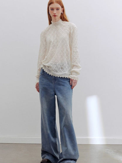 High-waisted wide-leg jeans【s0000006196】