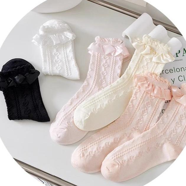 JingChi - Sweet Lolita Socks Women's Multicolor JK Mid-Calf Socks