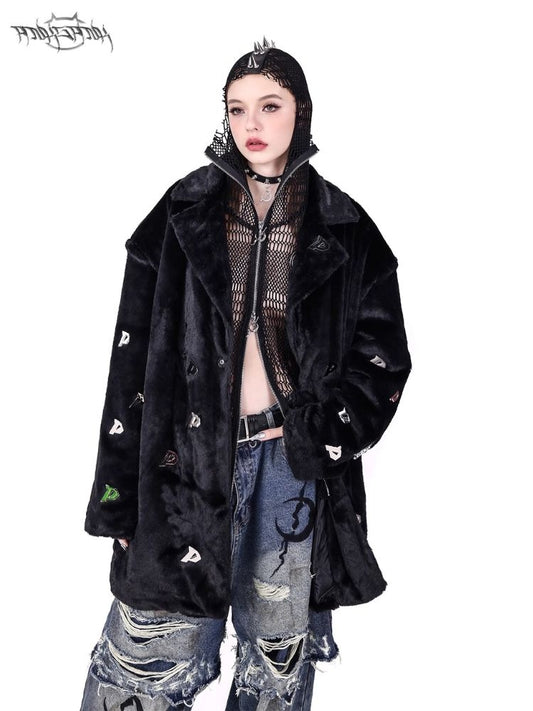 Padded Shoulder Genderless Fur Coat【s0000004822】